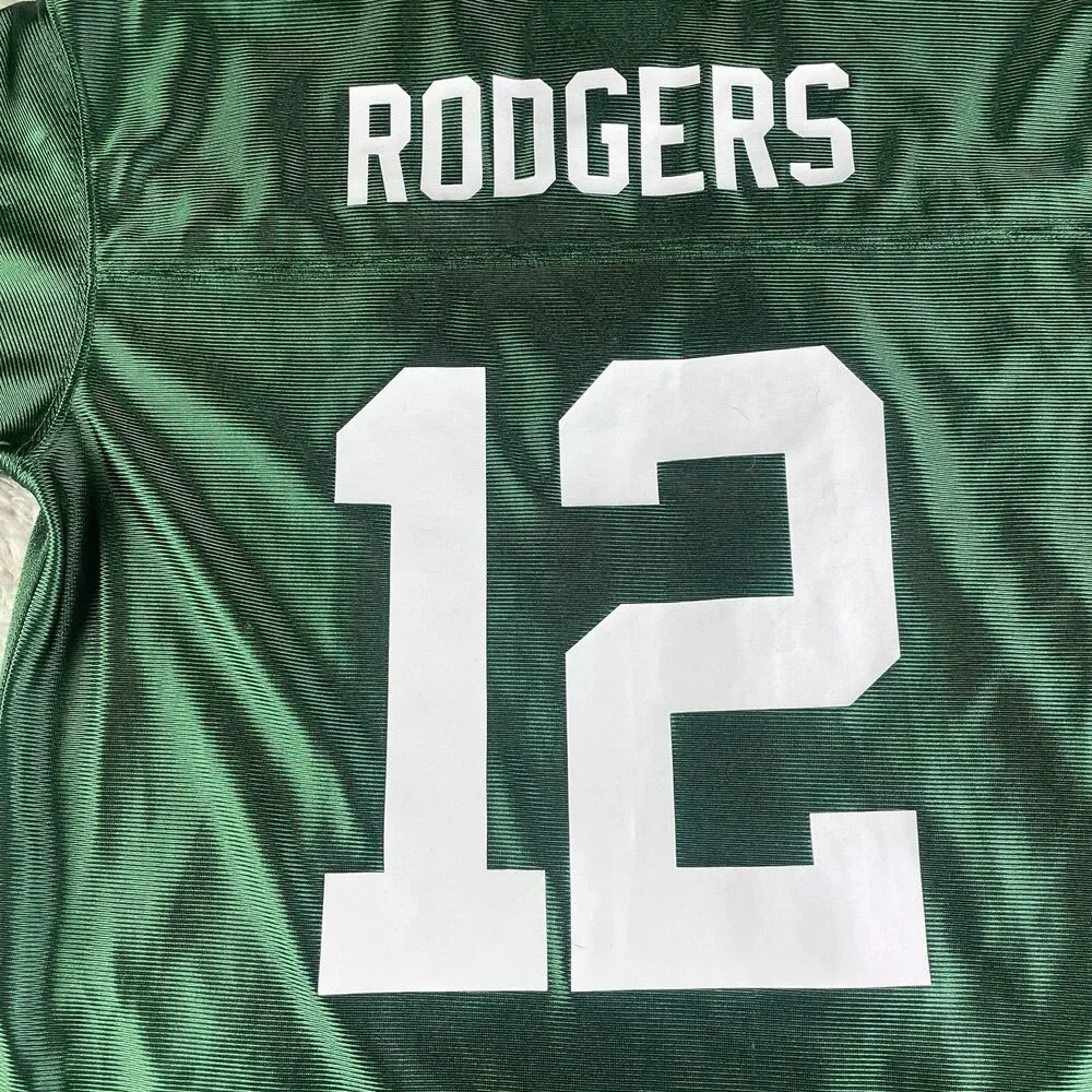 Aaron Rodgers Green Bay Packers Jersey Youth Large Green NFL Football Retro